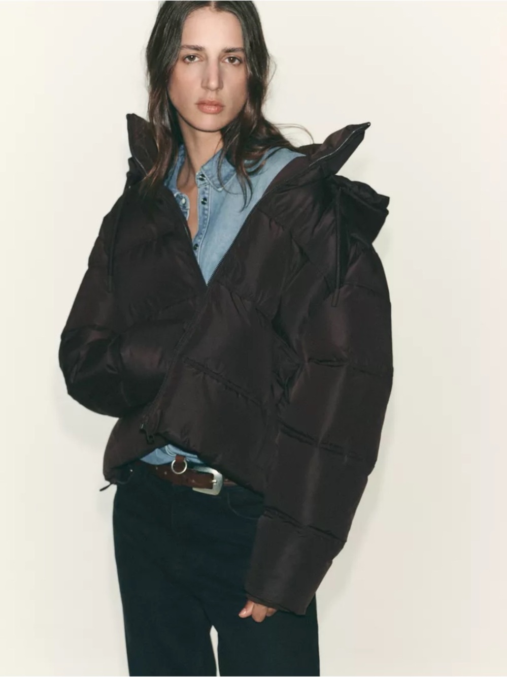 ZARA new Women's Black Puffer Jacket - Modern Insulated Coat - small